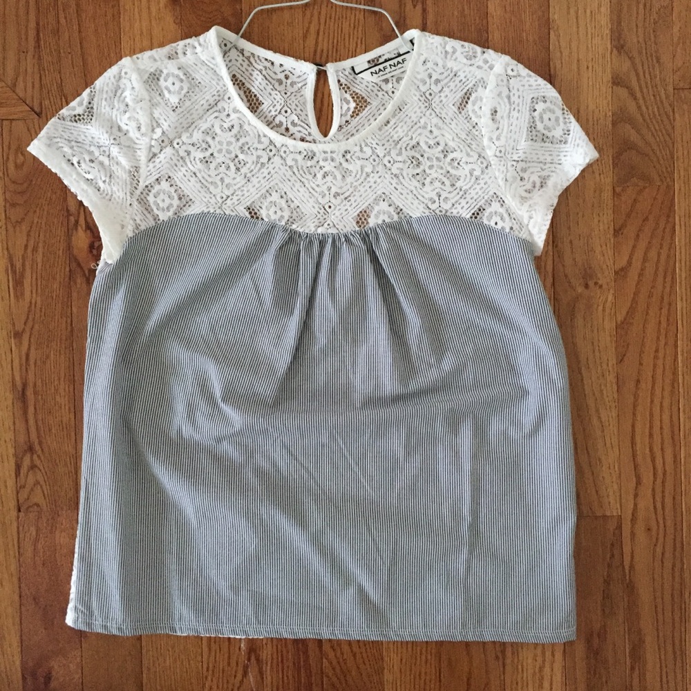 Striped lace-back T-shirt